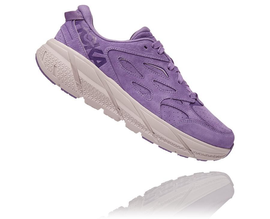 Hoka One One Mens Walking Shoes - Clifton L Suede - Purple - FDRJ63940